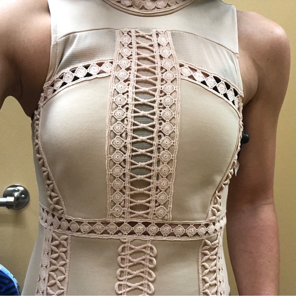 Free People Sky Scraper Mini Dress Nude Bodycon - Picture 3 of 5